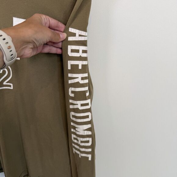 Abercrombie & Fitch Shirt Men’s Medium Green A&F 92 Long Sleeve Spellout Preppy - Picture 4 of 10